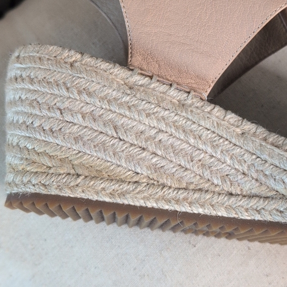 Eileen Fisher Agnes Espadrille Wedge Sandals Beige Leather Open Toe 9.5 - Picture 12 of 16
